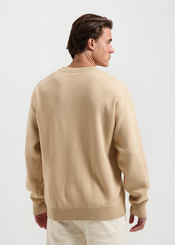 Heavy Logo Knit Crewneck - Sand