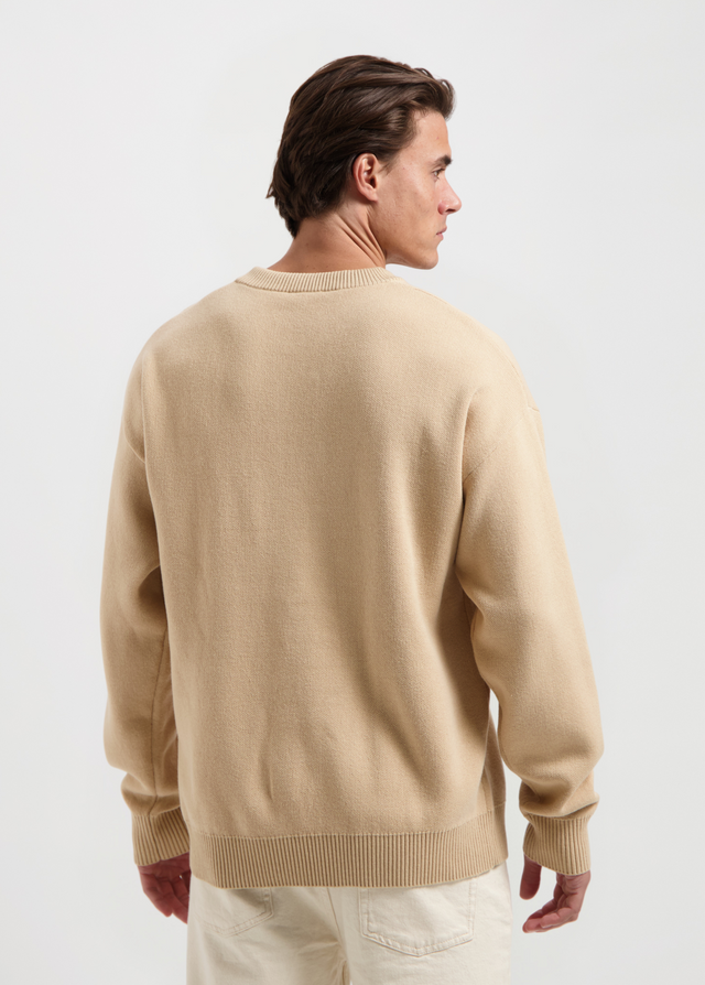 Strickpullover mit schwerem Logo – Sand