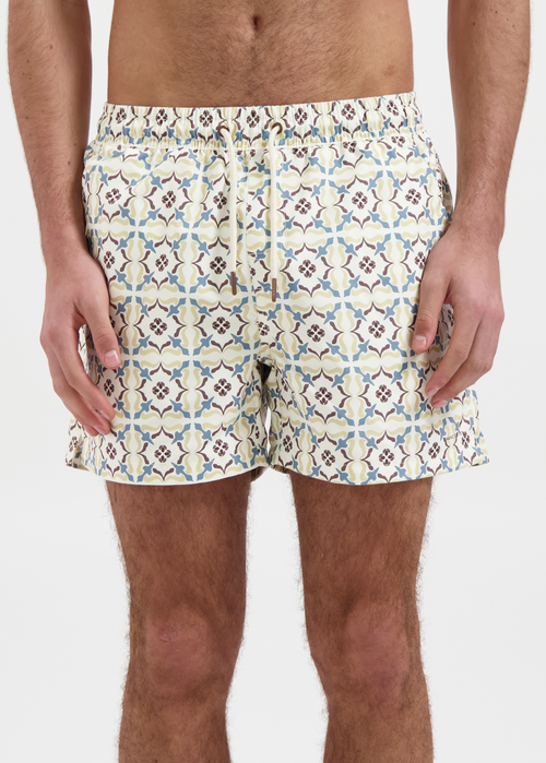 House Of Tiles Swim Short - White Sand