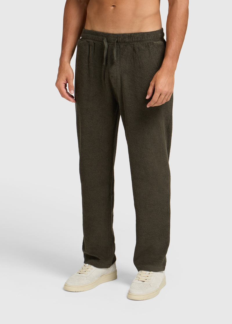 Toweling Bouclé Pants - Forest Green