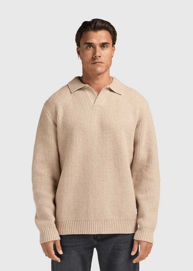 Polo gaufré Riva - Sable foncé 