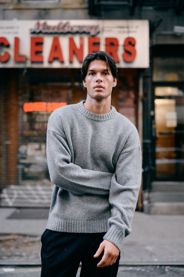 Heavy Knit Crewneck - Grey Melee