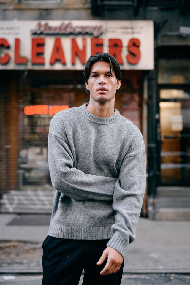 Heavy Knit Crewneck - Grey Melee