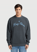 Chain Embro Crewneck - Mid Blue