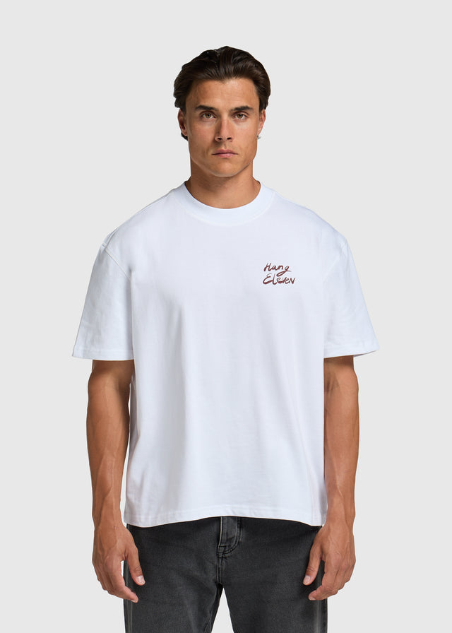 Brush Script Tee - White