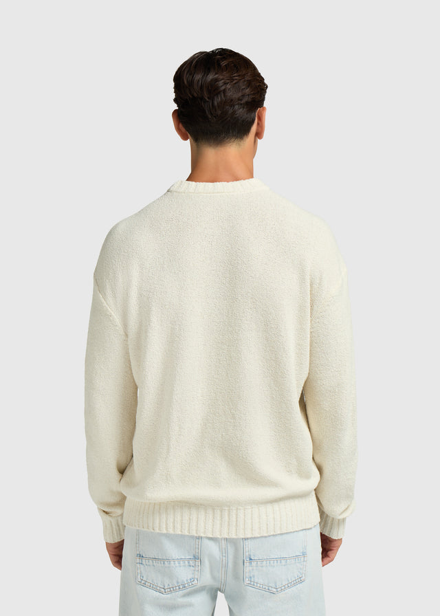 Loop Knit Rundhals-Pullover – Weißer Sand
