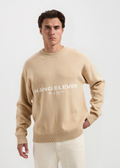 Strickpullover mit schwerem Logo – Sand