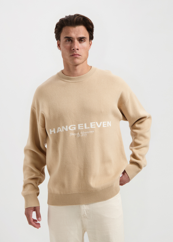 Heavy Logo Knit Crewneck - Sand