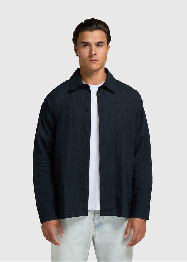 Textured Stripe Shirt - Navy Blue