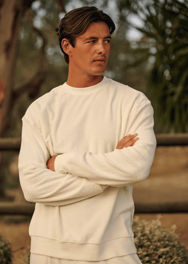 Toweling Bouclé Crewneck - Off White