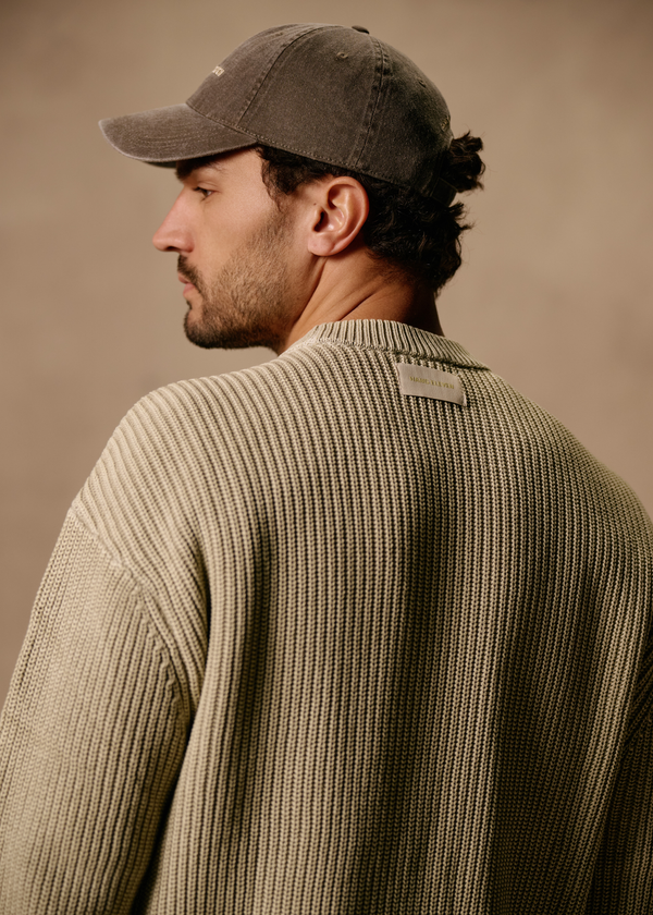 Washed Knit Crewneck - Slate Green