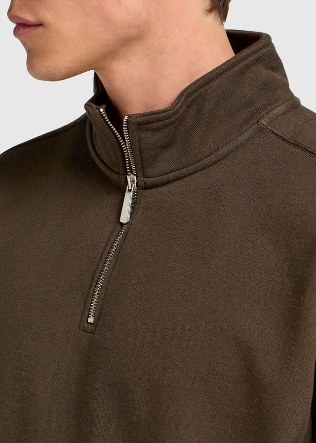 Vintage-Pullover mit halbem Reißverschluss – Braun