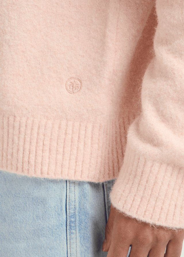 Weicher Strickpullover mit Rundhalsausschnitt - Pfirsich