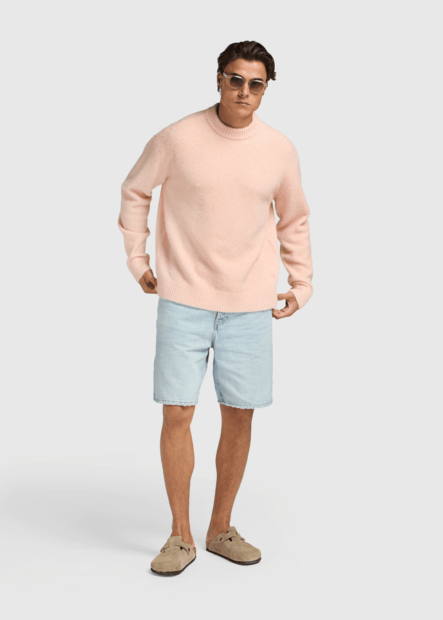 Weicher Strickpullover mit Rundhalsausschnitt - Pfirsich