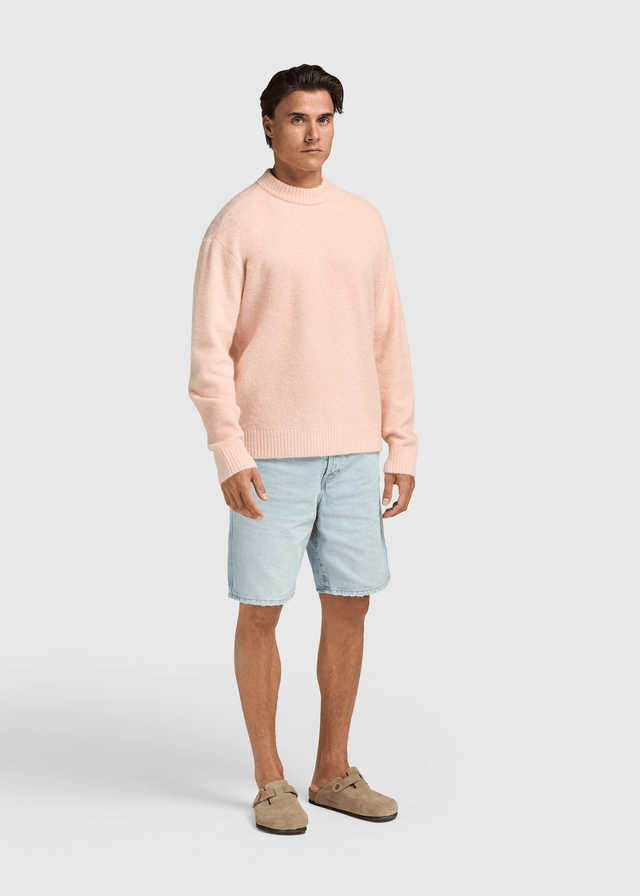 Weicher Strickpullover mit Rundhalsausschnitt - Pfirsich