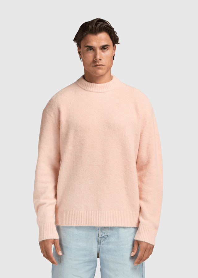 Weicher Strickpullover mit Rundhalsausschnitt - Pfirsich