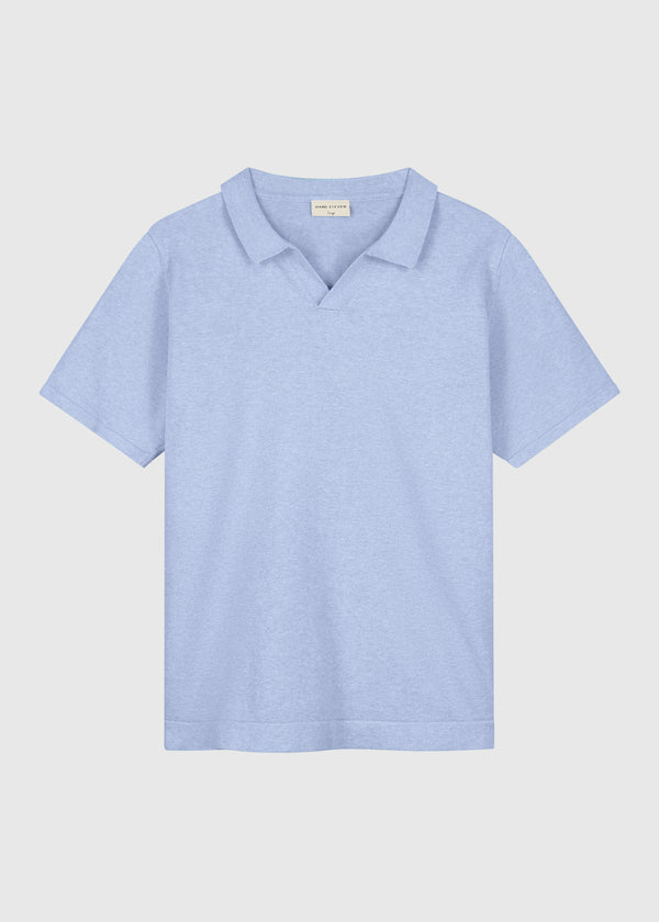 Knitted Polo - Light Blue Melange