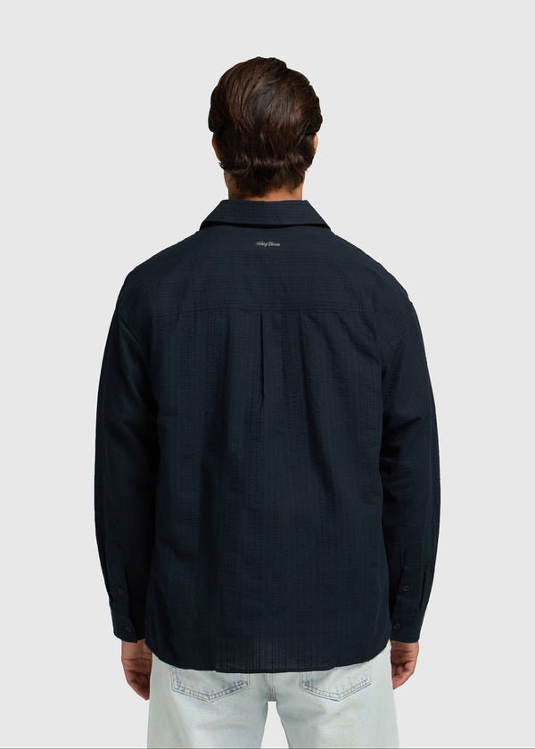 Textured Stripe Shirt - Navy Blue