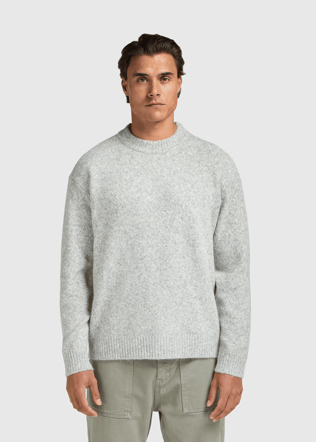 Strickpullover mit Rundhalsausschnitt – Grau meliert