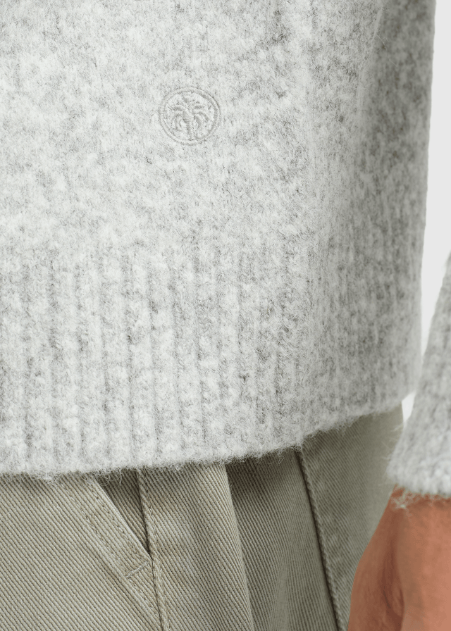 Strickpullover mit Rundhalsausschnitt – Grau meliert