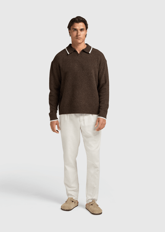 Poloshirt aus weichem Strick – Espresso
