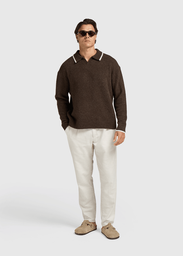 Poloshirt aus weichem Strick – Espresso