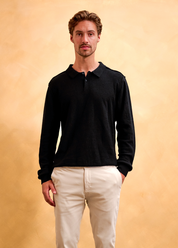 Premium Bouclé Polo - Black