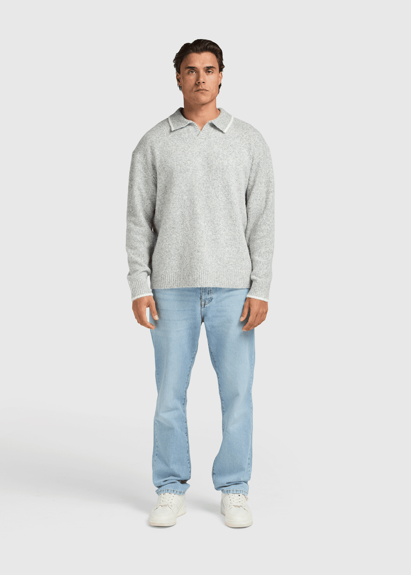 Soft Knit Polo - Grey Melee