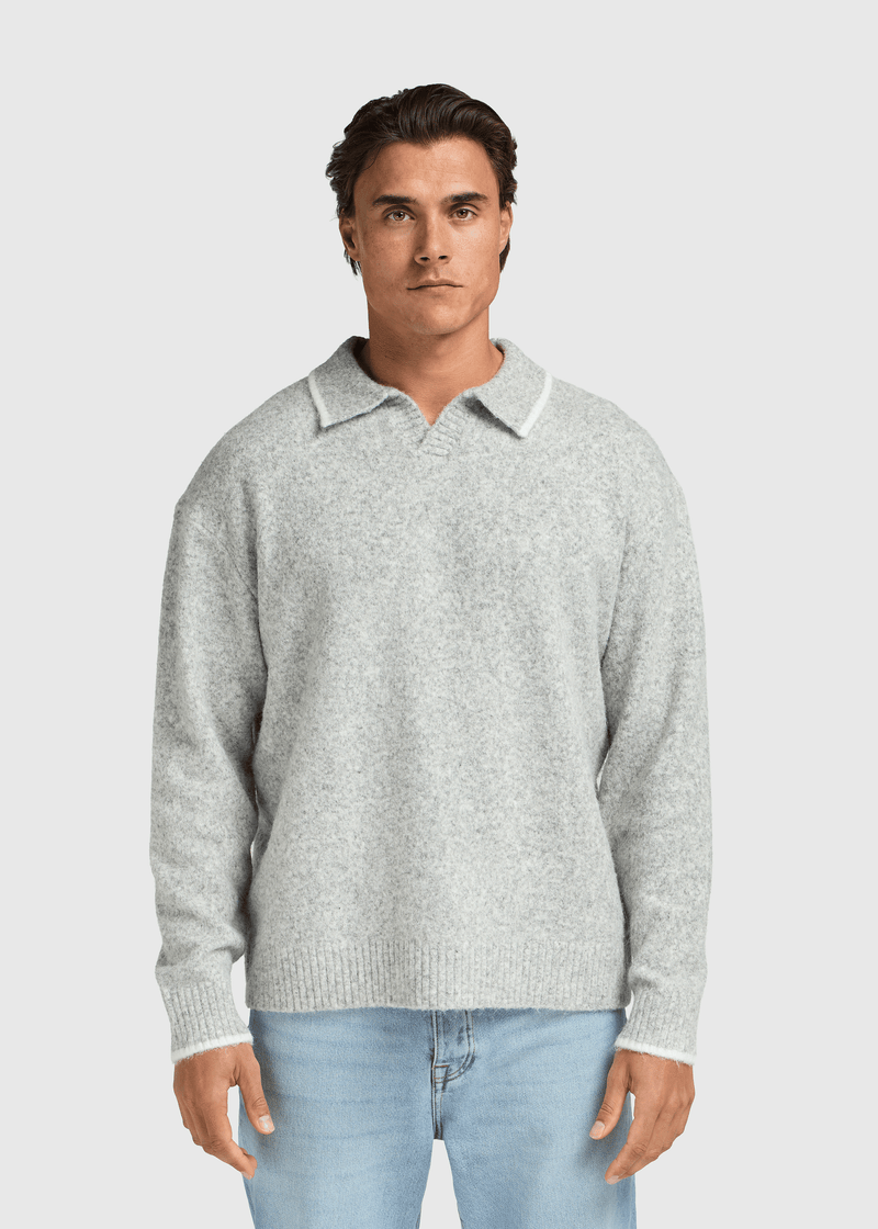 Soft Knit Polo - Grey Melee