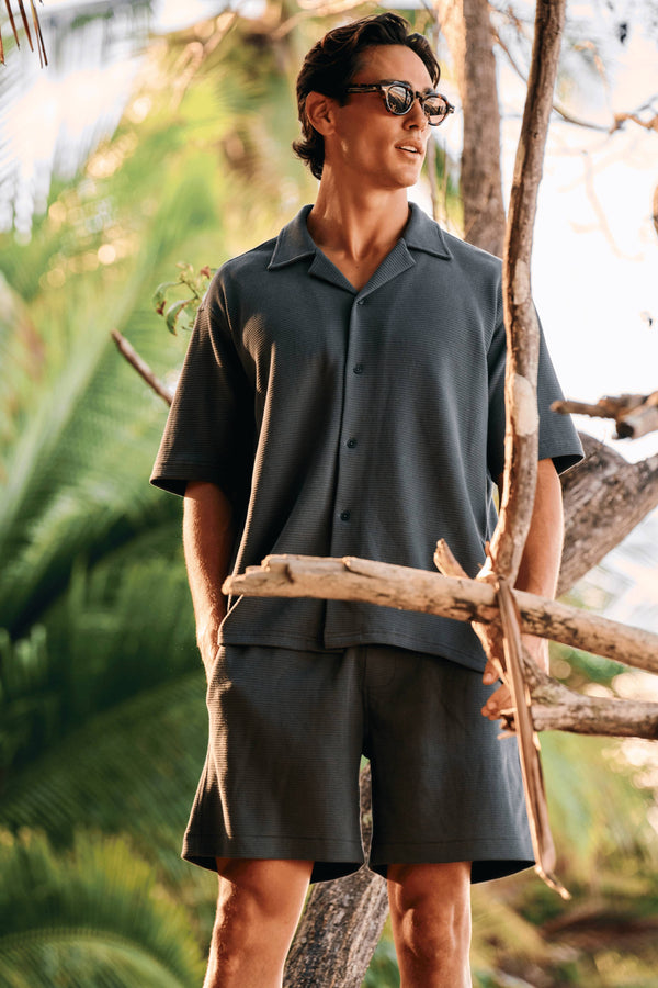 Relaxed Waffle Shirt - Navy Blue