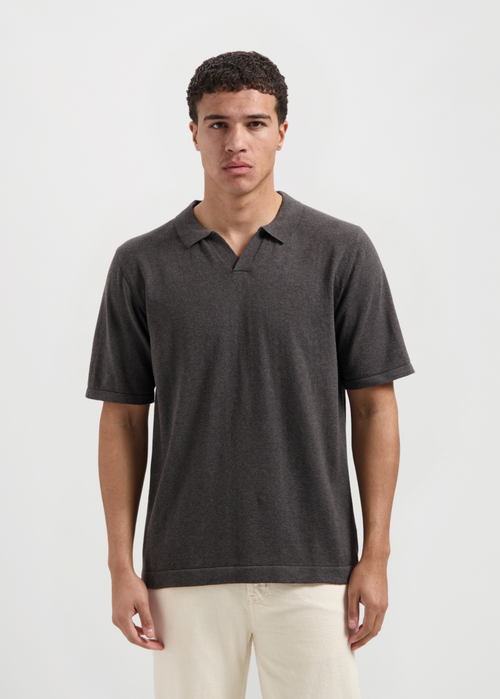 Knitted Polo - Anthracite Melange