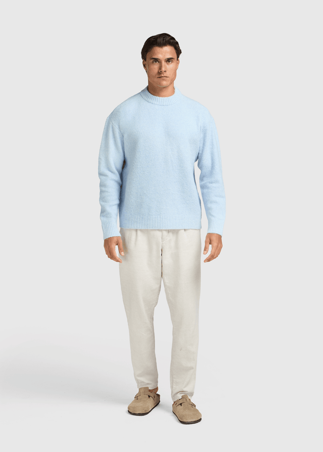 Weicher Strickpullover mit Rundhalsausschnitt - Hellblau