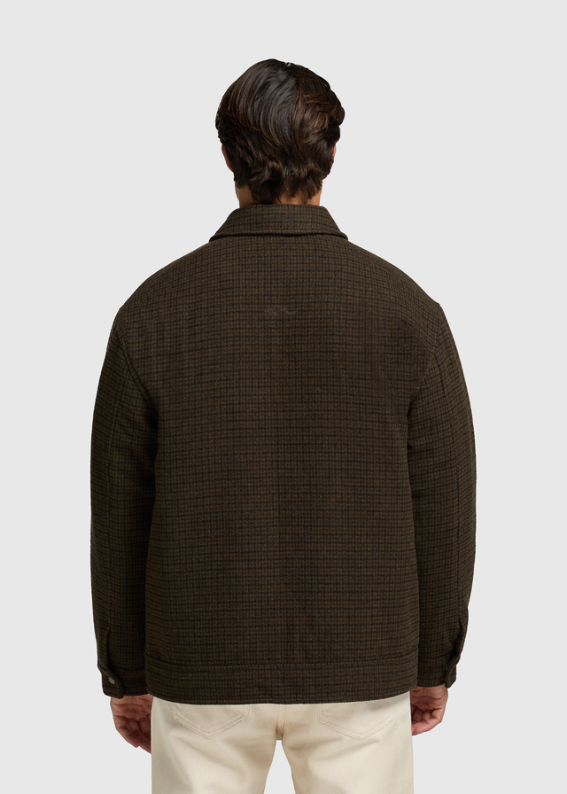 Padded Houndstoot Overshirt - Brown