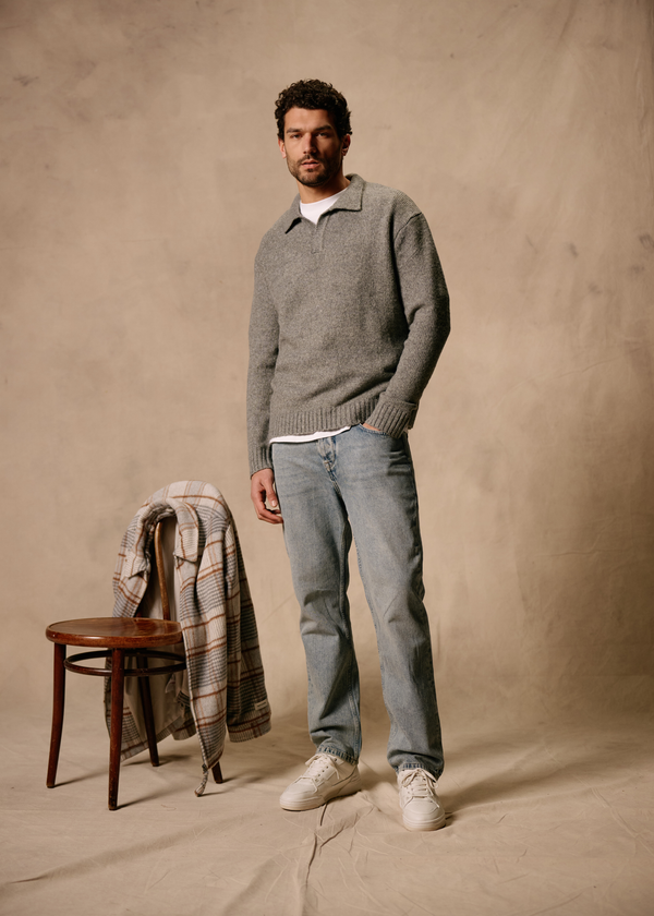 Heavy Knit Polo - Dark Grey