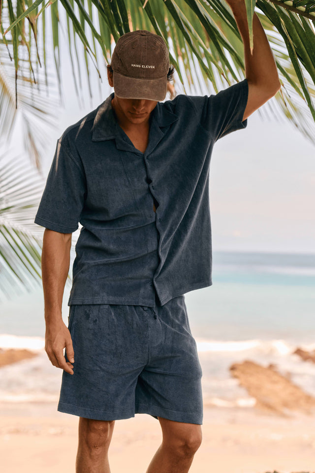 Frottee-Hemd – Marineblau