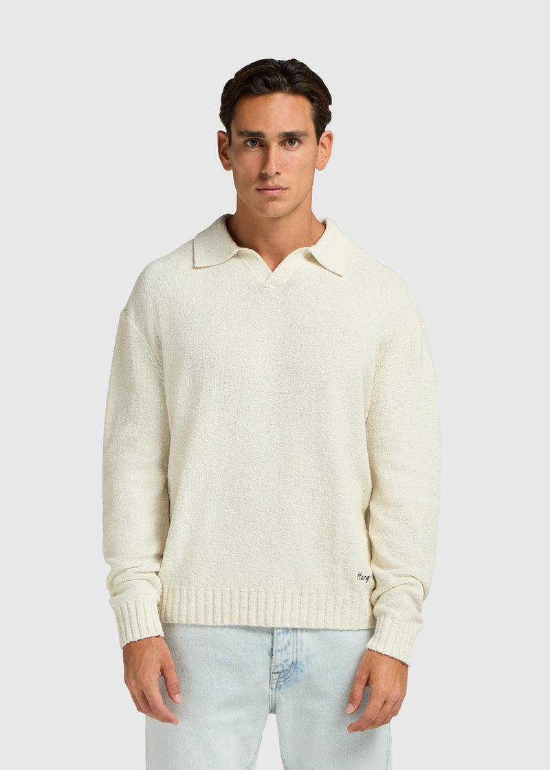 Loop Knit Polo - White Sand