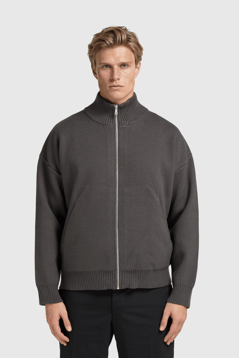 Gilet en maille entièrement zippé - Anthracite