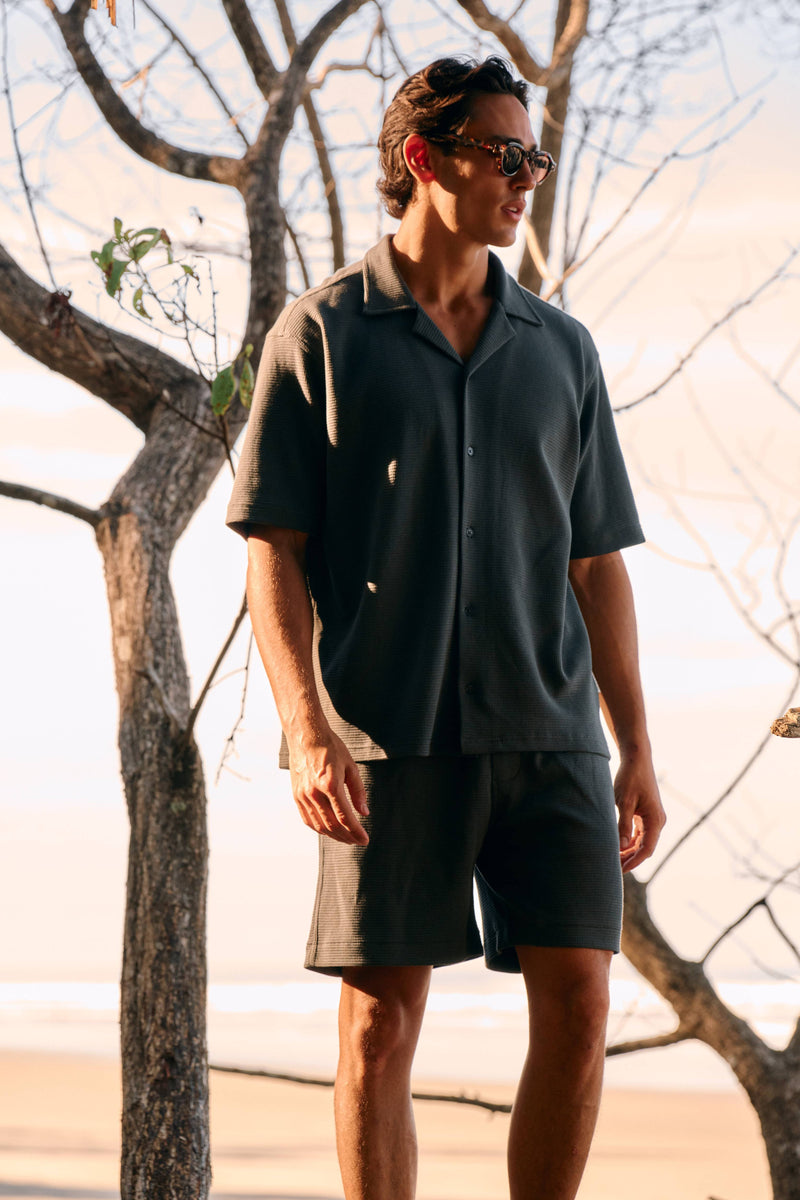 Relaxed Waffle Shirt - Navy Blue