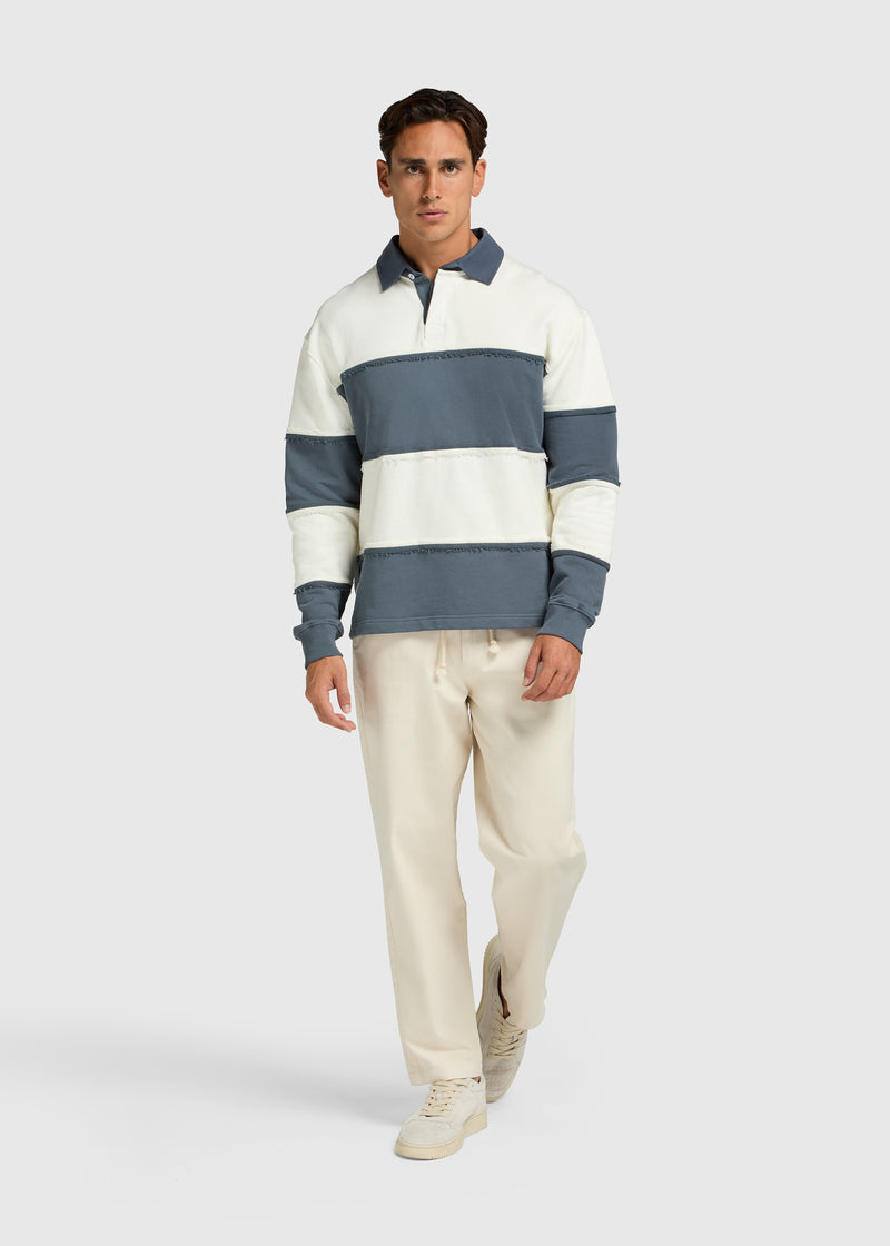 Raw Edge Big Stripe Polo - Ombre Blue