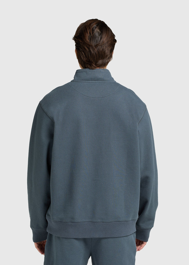 Demi-zip délavé vintage – Bleu dégradé