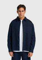 Herringbone Shirt - Navy Blue