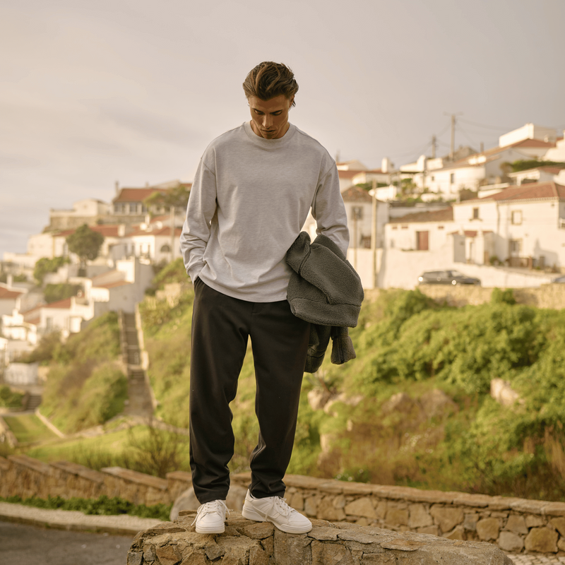 T-shirt manches longues contrastant - Taupe