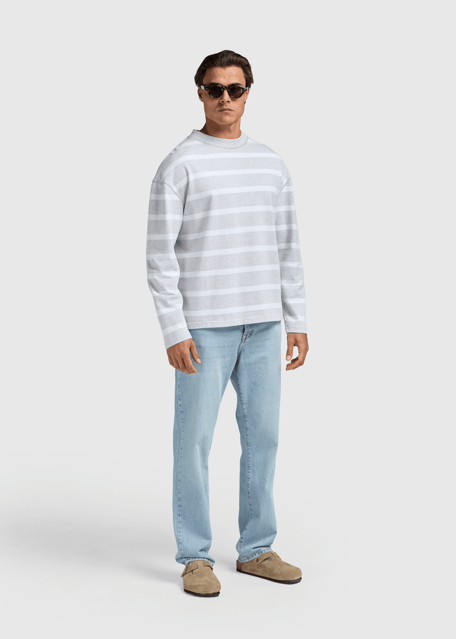 Ringelshirt Langarm - Grau meliert