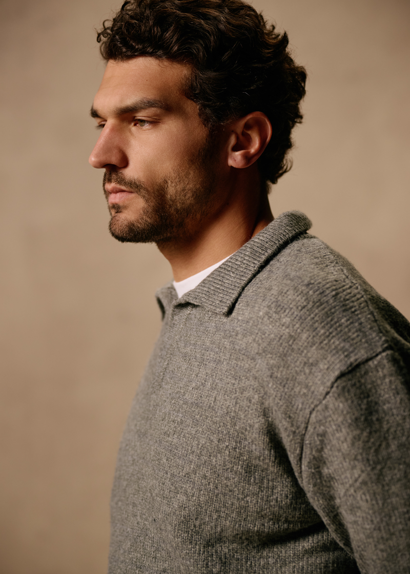 Heavy Knit Polo - Dark Grey