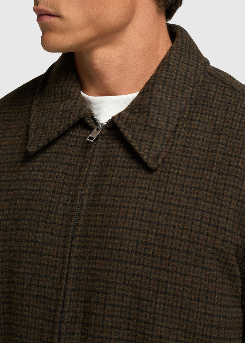 Padded Houndstoot Overshirt - Brown