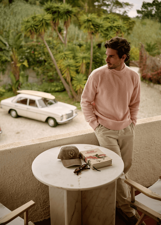 Weicher Strickpullover mit Rundhalsausschnitt - Pfirsich