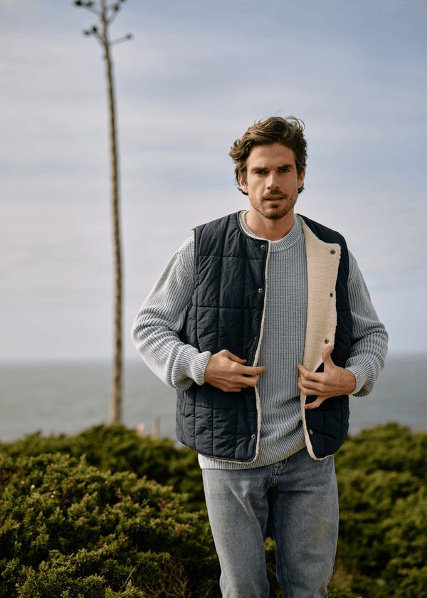 Reversible Teddy Vest - Navy Blue