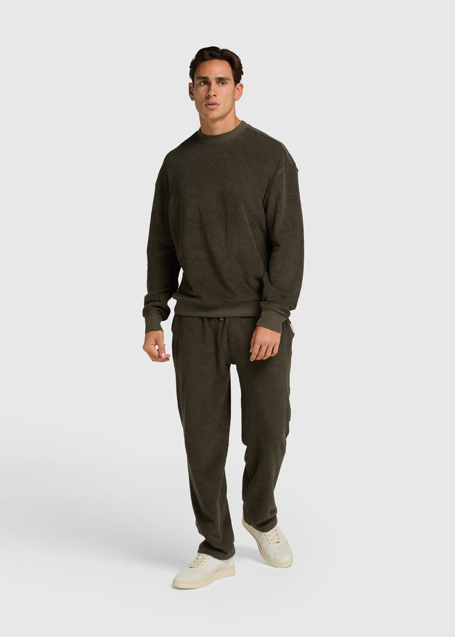 Toweling Bouclé Crewneck - Forest Green