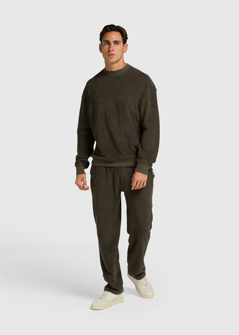 Toweling Bouclé Crewneck - Forest Green