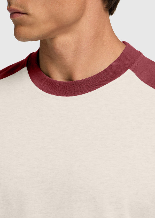 Boxy Colour Block Tee - Washed Red